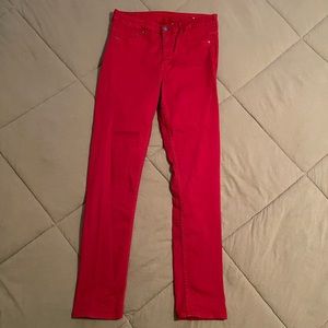 H&M Red High Waist Skinny Jeans